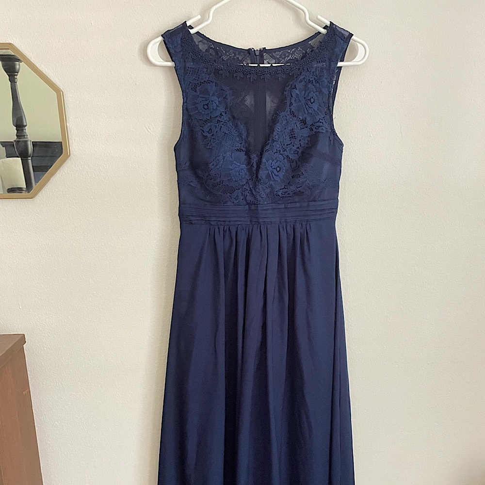 Navy Sleeveless Bridesmaid Dress